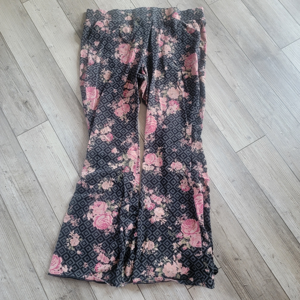 torrid Black Lounge Pants with Pink Floral Accents